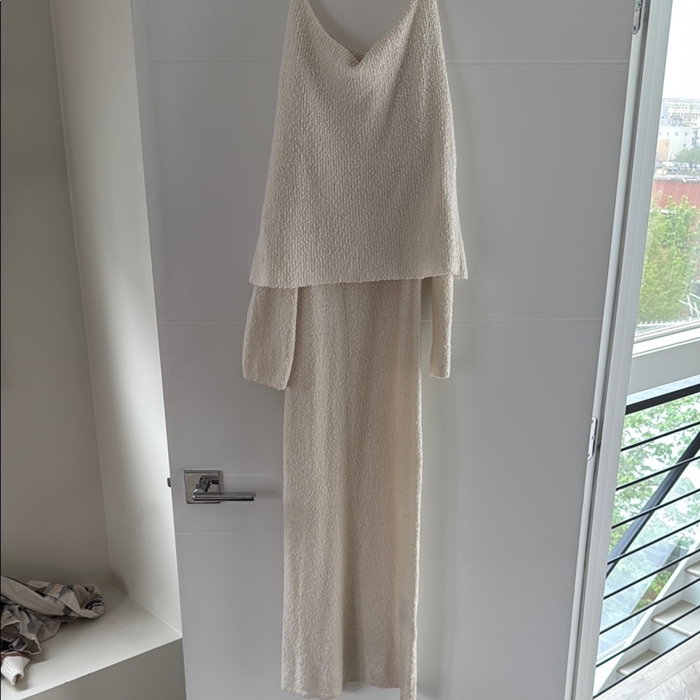 H&M Cream Off The Shoulder Sweater Dress